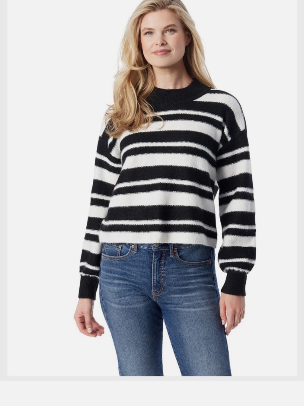 Jessica Simpson Black & White Anthracite Combo Portia Sweater Size M NWT